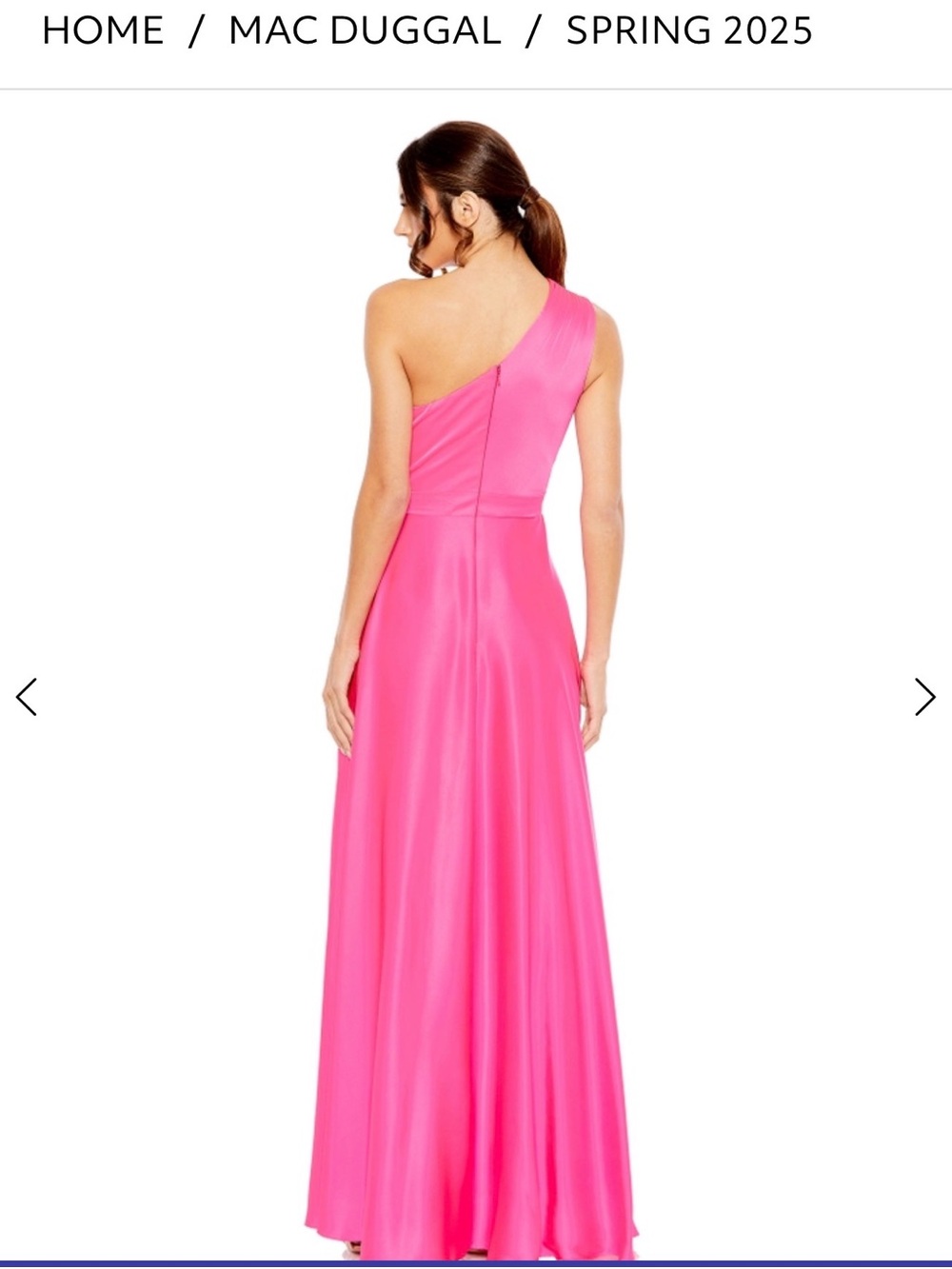 Mac Duggal One-Shoulder Hot Pink High-Low Ruffled Gown - Picture 2 of 3